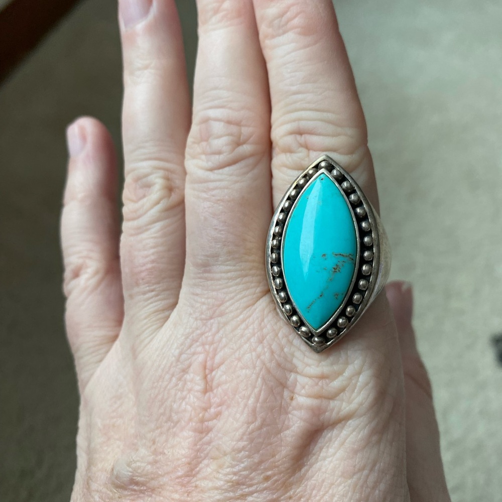 Turquoise Silver Ring Set - Picture 10 of 11